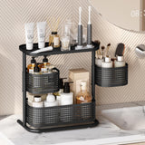 KINGRACK Bathroom Counter Organizer, 3 Tier Rotating Vanity Bedroom Storage cabinet, Cosmetic Holder Standing Shelf, Bathroom Tray for Countertop Storage, Kitchen Spice Rack, Black KINGRACK
