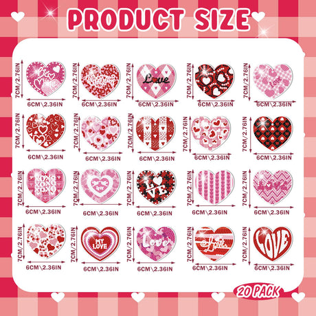 Tondiamo 20 Pcs Valentine's Day Keychain Kits Diamond Painting with Tools Love Heart Diamond Art Keychain Hanging Decor for DIY Ornaments Tondiamo