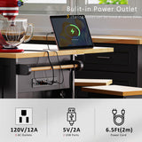 MEETFAV Rolling Kitchen Island with Drop Leaf and Power Outlet - Moveable Kitchen Storage Island & Carts with Racks, Drawers and Shelves for Dining Room MEETFAV