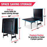 MD Sports Table Tennis Set, Regulation Ping Pong Table with Net, Paddles and Balls (8 Pieces) - Black & Light Blue MD Sports