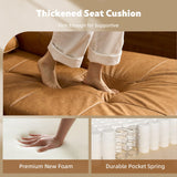 CAODOC 114" Leather Sectional Couch with Comfy Chaise, Boneless L Shape Sofa with Deep Seat, Minimalist Modular Couches Sleeper for Living Room Lounge,Brown CAODOC