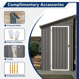 LZbeiteM Shed Lean to Storage Shed, Outdoor 4' x 8' Metal Wall Side Storage Sheds & Outdoor Storage, Garden Storage Cabinet for Backayrd, Patio and Outdoor Use,Grey LZBEITEM
