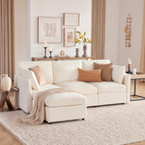 Tbfit 85" Convertible L Shaped Couch, Sectional Sofa for Living Room,Chenille Cloud Couch with Ottoman 4 Seat (Beige) Tbfit