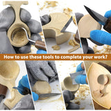 Wood Carving Kit 22PCS Wood Carving Tools Hand Carving Knife Set with Anti-Slip Cut-Resistant Gloves, Needle File Wood Spoon Carving Kit for Beginners Whittling Kit for Kids Adults Woodworking DIY POLIWELL