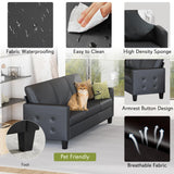 STHOUYN 73” Black Faux Leather Sofa Couch, Modern Comfy Office 3 Seater Couch Loveseat with USB and Tufted Armrest, Small Love Seat Couches for Living Room, Bedroom, Apartment STHOUYN