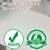 JOISCOPE Home Office Desk with Double Reversible Side Shelves and Headphone Hooks, Computer Desk for Working, Gaming, Studying, 55 inches, White JOISCOPE