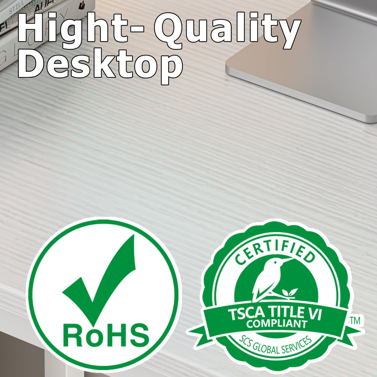 JOISCOPE Home Office Desk with Double Reversible Side Shelves and Headphone Hooks, Computer Desk for Working, Gaming, Studying, 60 inches, White JOISCOPE