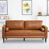 Naomi Home Genuine Leather Sofa - Revel in Exquisite Leather Opulence - Unparalleled Luxury Mid-Century Leather Sofa - Embodiment of Cozy Lounging and Contemporary Design Tan Naomi Home