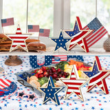 Whaline 4th of July Star Table Decor Patriotic Embossed Stars Stripes Wooden Sign American Flag Tiered Tray Table Centerpiece Farmhouse Wood Block Tabletop for Independence Day Memorial Day, 3Pcs Whaline