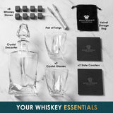 Whiskey Decanter Set by Royal Reserve – Whiskey Gift Set - Twisted Bourbon Decanter 34 oz 1000 ml with Glasses, Whiskey Stones, Coasters, Tongs – Whiskey Gifts for Men, Husband, Dad Christmas Royal Reserve