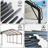 VIWAT Carport 10x15 FT Metal Carport with Enhanced Base Outdoor Heavy Duty Garage Galvanized Car Shelter for Pickup, Boat, Car and Tractors VIWAT