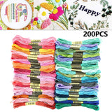 200 Color Embroidery Thread, Embroidery Floss Skeins Cotton Rainbow Color Cross Stitch Threads Sewing Craft Supplies Palettes Bracelets Floss 8m for Friendship Bracelets DIY Crafts DNAMYJME