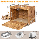 Cat Litter Box Enclosure Furniture Hidden with Soft Mat,Handwoven Rattan Cat House with Door for Large Cats Stylish Hidden Washroom Furniture for Living Room, Bedroom, or Balcony,Natural KOUSEI