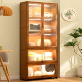 70" Bamboo Farmhouse Kitchen Pantry Cabinet with Acrylic Doors and Multi-Storage Drawers ouioyggk