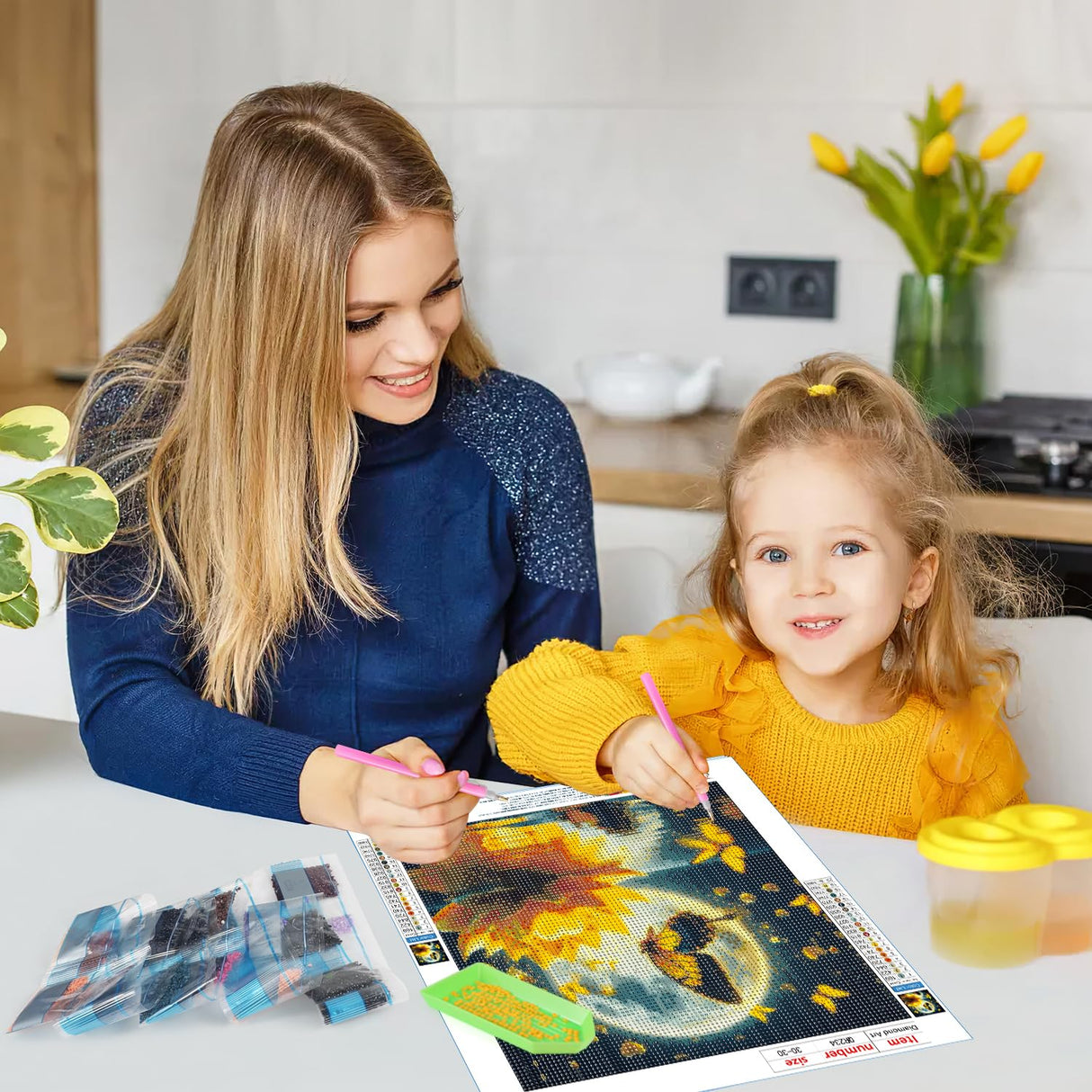 QINRUBB DIY Moon Diamond Painting Kits, Full Drill Butterfly Diamond Art Painting Kits for Adults Beginners, DIY 5D Lotus Painting by Numbers Fantasy Diamond Art Kits for Home Decor 12x12inch QINRUBB