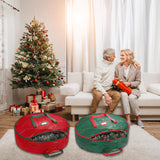 Christmas Wreath Storage Bag, 2 Pack 24" Xmas Wreath Storage Container, Garland Holiday Artificial Wreath Storage Holder with Heavy Duty Handles Dream Loom