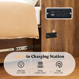 AMERLIFE Queen Murphy Bed Cabinet with Charging Station and Storage, Farmhouse Foldable Platform Bed for Guest Room, Office, Small Spaces, Barnwood AMERLIFE