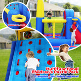 WELLFUNTIME Inflatable Water Slide Park with Large Climbing Wall, Dual Target, Deep Pool and Basketball Rock, Bounce House with Air Blower WELLFUNTIME