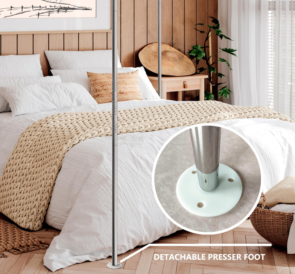 Niemro Canopy Bed Frame, Metal Stainless Steel Four Corner Bed Mosquito Net Frame Bracket Fit for Queen Size Bed, Firmly Fixed to Floor and Not Wobbly. Niemro