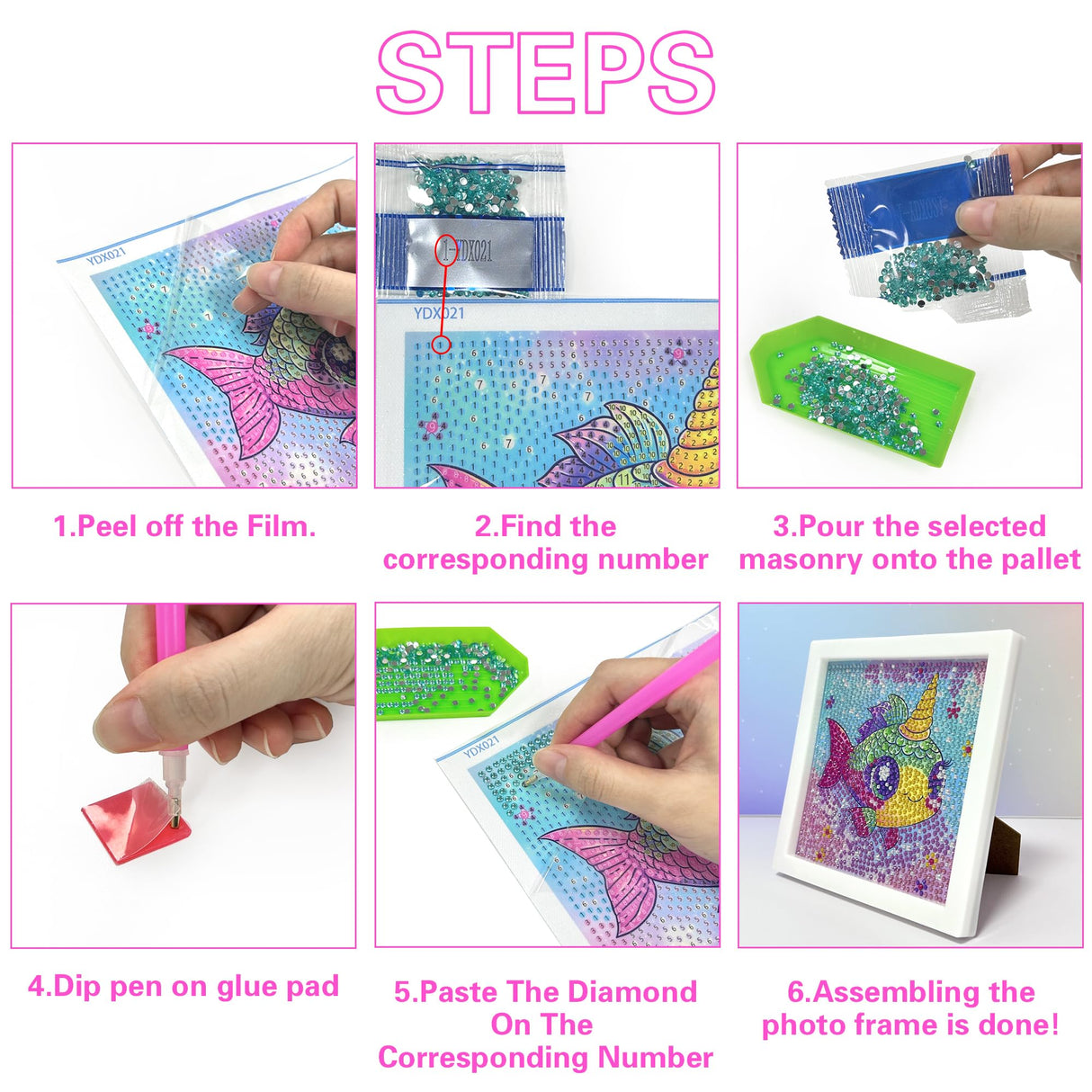Reofrey Diamond Art Kits for Kids with Frame, DIY Dinosaur Animal Diamond Painting Kits, Arts Crafts Gift for Girls & Boys Ages 4,5,6,7,8,9,10,11,12, Creative Educational Toy for Beginners (7x7 Inch) Reofrey