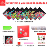 8 PCs Christmas Diamond Art Corner Bookmarks Leather Dimond Painting Book Mark Kit for Adults Paint by Dots Bookmarkers Craft DIY Gem Small Dotz Gifts for Women Mandala Flower Black Lotus CharySim