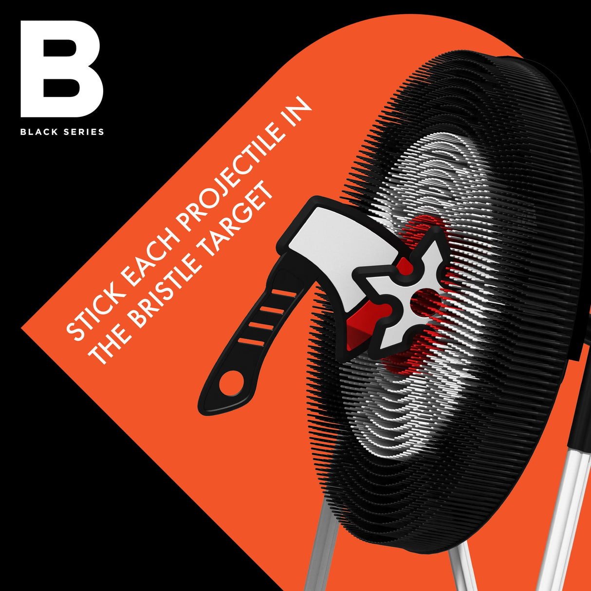 The Black Series Axe Throwing Target Set, Includes 3 Throwing Axes & Bristle Target, Blunted Edges & Lightweight Plastic, Safe for Indoor & Outdoor Use, Fun Adults & Kids Activity Black Series