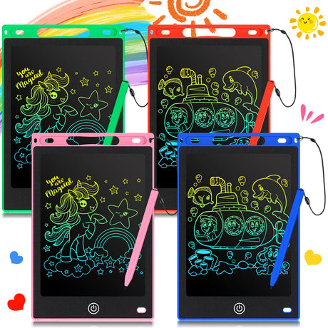 Zonon 4 Pcs LCD Writing Tablet for Kids 8.5 Inch Doodle Board Drawing Tablet Toddler Toys Gifts LCD Writing Board Electronic Erasable Reusable Colorful Screen Pad(Blue, Red, Green, Pink) Zonon
