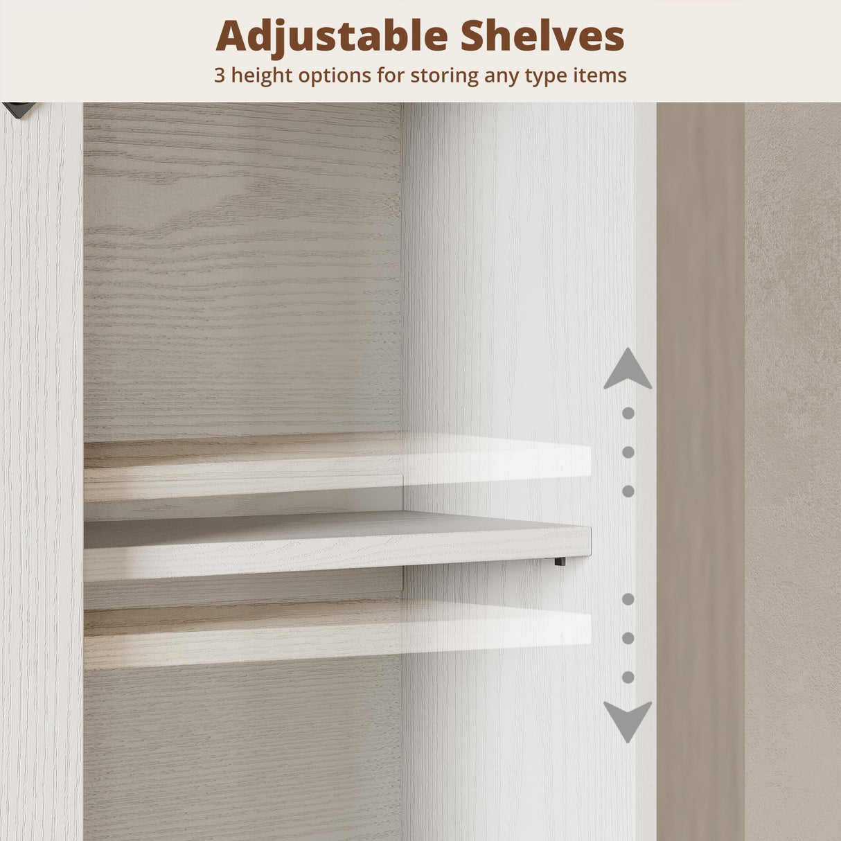 IRONCK Bathroom Wall Cabinet, Farmhouse Medicine Cabinet with Sliding Barn Door and LED Lights, Storage Cabinet Wall Mounted with Adjustable Shelves & Towel Bar for Bathroom, Kitchen, White IRONCK