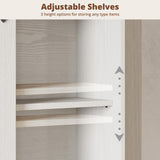 IRONCK Bathroom Wall Cabinet, Farmhouse Medicine Cabinet with Sliding Barn Door and LED Lights, Storage Cabinet Wall Mounted with Adjustable Shelves & Towel Bar for Bathroom, Kitchen, White IRONCK