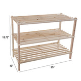 Shoe Storage Rack - 3-Tier Wood Shoe Organizer for Closet, Bathroom, Entryway - Footwear Shelf Holds 9 Pairs Sneakers or Boots by Lavish Home (Light Oak) Lavish Home