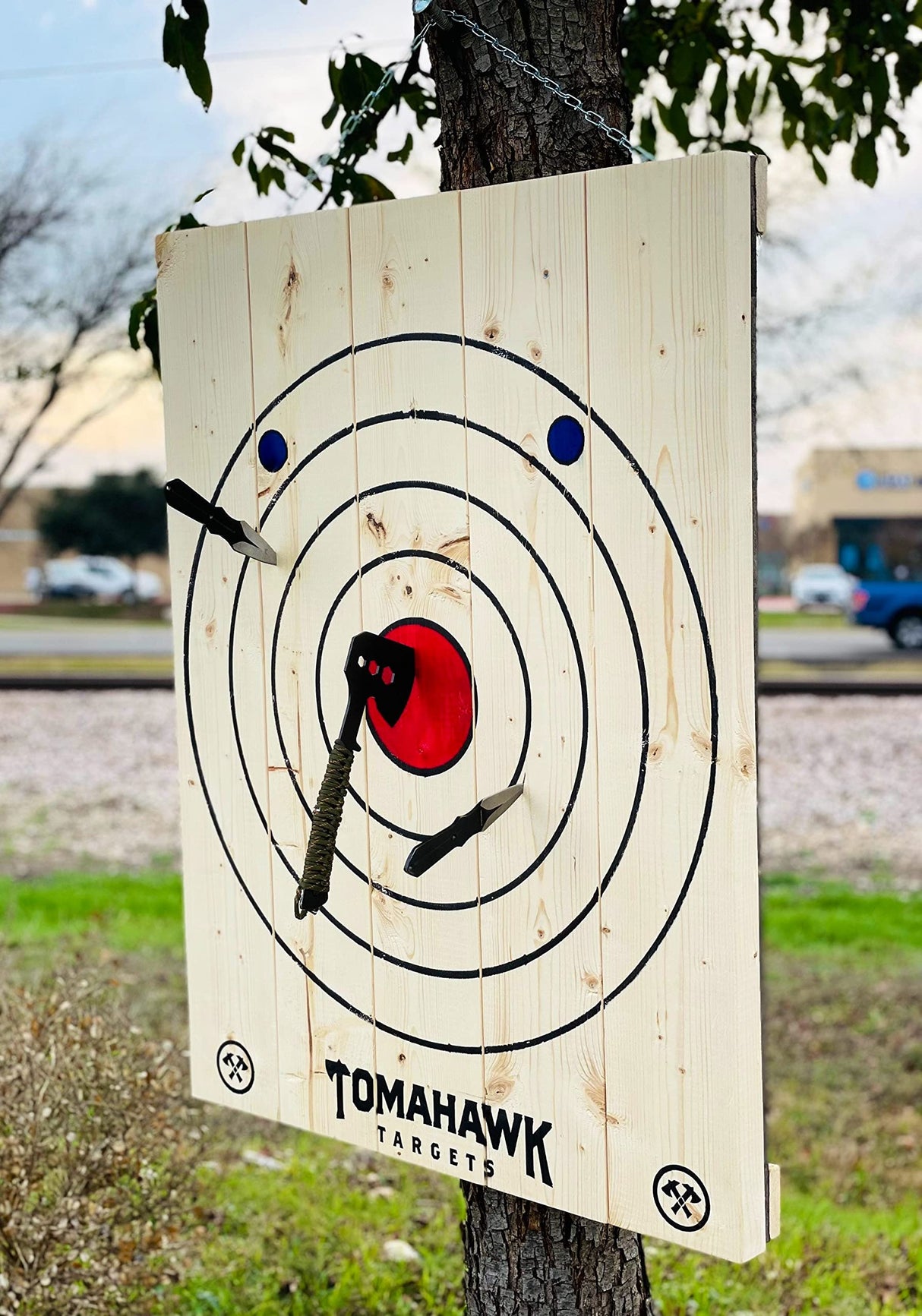 Tomahawk Targets - Large 4-Ring Hanging Axe Throwing Target Board and Knife Throwing Target Board WoodArtSupply