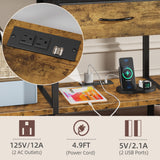 GYIIYUO LED TV Stand with Power Outlet and Fabric Drawer for 55 50 45 Inches TV - Entertainment Center and Industrial TV Console Table for Living Room, Bedroom- 47" Rustic Brown GYIIYUO