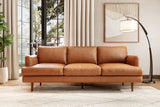 Valencia Grosseto 87” Cognac Tan Brown 3 Seater Full Leather Sofa | Mid Century Italian Nappa Leather Couch for Living Room Furniture | Double Stitched Seams, Removable Cushions VALENCIA THEATER SEATING