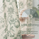 jinchan Linen Curtains Floral Curtain for Living Room 84 Inch Long Dark Green French Back Tab Light Filtering Toile Print Farmhouse Bedroom Curtains Window Drapes Set 2 Panels jinchan
