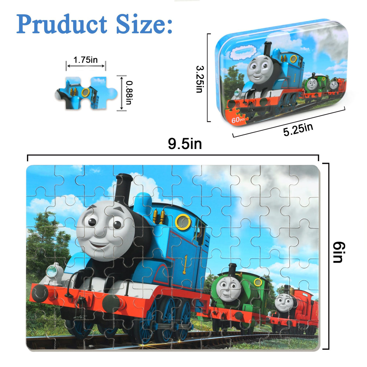 Puzzles for Kids Ages 4-8 60 Pieces Jigsaw Puzzles for Boys and Girls Educational Learning Puzzles in Metal Box bexido