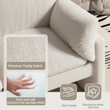 JFHID 68'' Modern Teddy Loveseat Sofa, 2 Seater Couch with Removable Cover, Soft Cushioned Boucle Loveseat for Living Room, Bedroom, Small Spaces, White JFHID