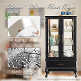 CKEASEAN Lighted Curio Cabinet, 52" H Glass Display Cabinet with Adjustable Shelves, China Cabinet with Tempered Glass Doors for Living Room, Light Blub Included (Black) CKEASEAN