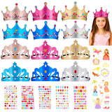 JOELELI 31pcs Crown Craft for Kids, 24pcs Foam Princess Tiara Crowns with Gem Diamond Tattoo Sticker- Make Your Own Queen King Crown Hat for Boys Girls, DIY Craft Princess Party Suppies Hats JOELELI