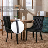 Black Velvet Dining Chairs Set of 4, Upholstered Dining Room Chairs with Back Ring Pull Trim and Solid Wood Legs,Modern Dining Chairs Perfect for Dining Room,Living Room,Kitchen(Black) Shenyon