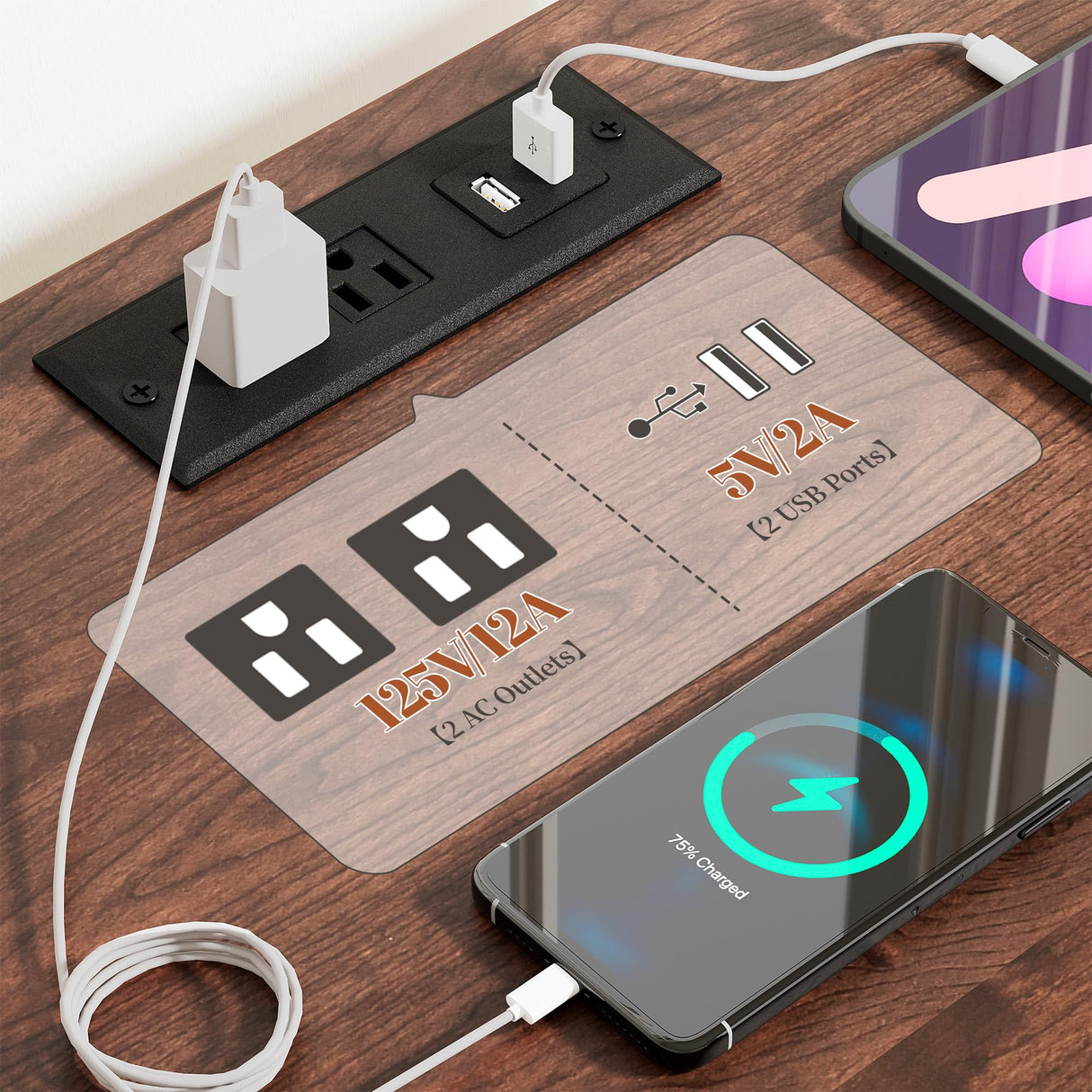 EnHomee Farmhouse Dresser with LED & Power Outlet 55.2''W Wood Dresser for Bedroom White 10 Drawers Dresser Vintage Dressers & Chests of Drawers Dresser TV Stand, Hallway, Antique White EnHomee