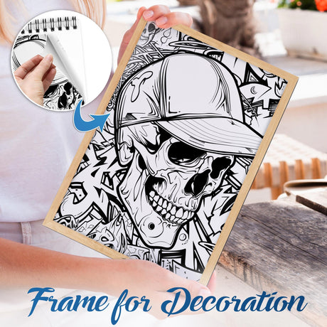 NETHOUSE Graffiti Skull Spiral Coloring Book for Adults Relaxation & Stress Relief, 30 Coloring Pages of Bold Skull Designs, Urban Graffiti Art, Dark, Creepy, Horror Illustrations, Street Art Styles NETHOUSE