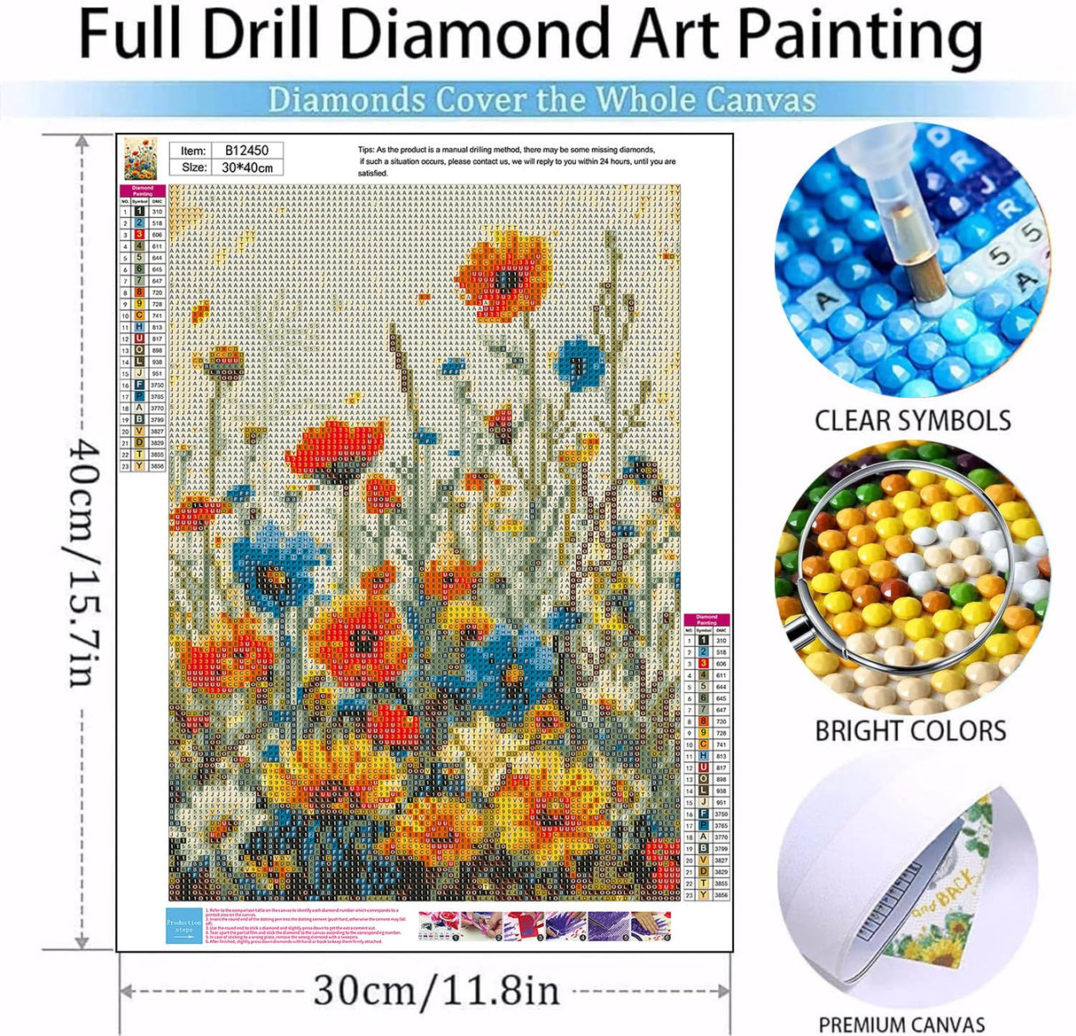 Benjenes Diamond Art Kits for Adults, Wild Flowers Diamond Painting Kits for Adults, 5D DIY Round Drill Gem Art Paint with Diamonds Dots Crafts Kits for Home Decor Gift 12x16inch Benjenes