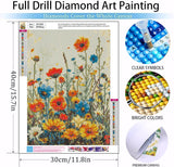 Benjenes Diamond Art Kits for Adults, Wild Flowers Diamond Painting Kits for Adults, 5D DIY Round Drill Gem Art Paint with Diamonds Dots Crafts Kits for Home Decor Gift 12x16inch Benjenes