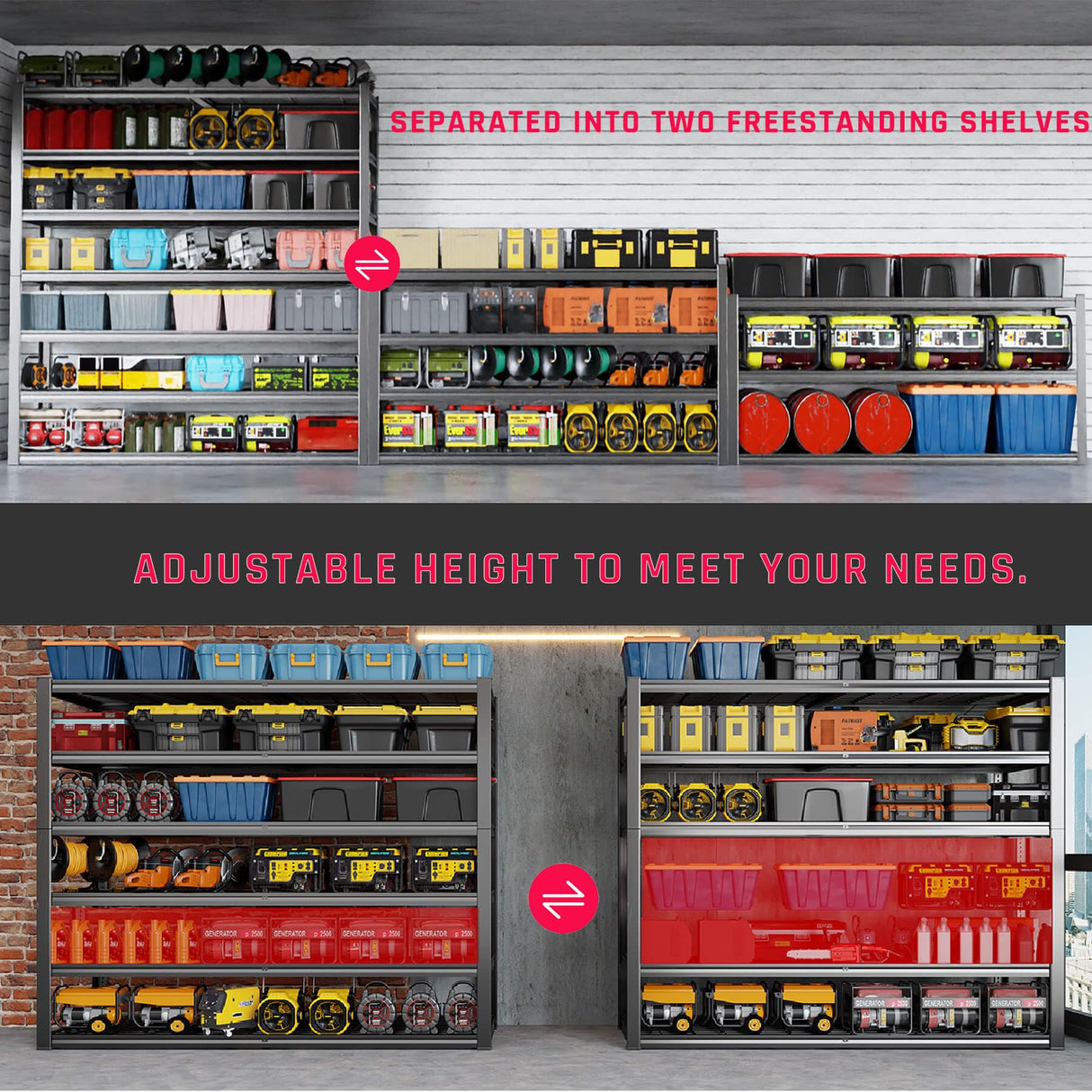 PMKES 7 Tier Garage Shelving Heavy Duty,65" W Garage Shelves, 65" W x 96" H x 24" D Adjustable Storage Shelving Unit, Commercial Metal Shelves for Warehouse, Basement PMKES