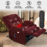 EONIX Dual Motor Lay Flat Power Lift Recliner Chair for Elderly, Electric Recliner Lift Chairs for Adults with Cup Holders, 400lbs Heavy Duty Power Recliner Sofa with Heat and Massage, Burgundy EONIX