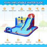 Yaheetech 10-in-1 Inflatable Bounce House w/Slide, Outdoor Water Slide w/Bouncer & Large Splash Pool for Kids Aged 3-10, Jumping Castle w/Storage Bag & 650W Blower Yaheetech