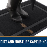 OLANLY Front Door Mat Indoor Outdoor Entrance, Waterproof All-Season, All-Weather Doormat, Sturdy Natural Rubber, Fade Resistant, Low Profile, Easy Clean Patio Porch Entryway Mat, 29.5x17, Black OLANLY