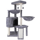 Xin Three Layer Cat Tree with Cat Condo and Two Hammocks,Grey Smouatou