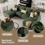 Furmax Sectional Couches for Living Room, U-Shaped Sofa Couch with Linen Fabric, 4 Seat Sofa Set with Double Chaise for Apartment (Corduroy, Dark Green) Furmax