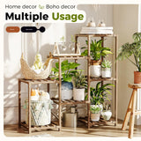 Bamworld Plant Stand Indoor Plant Shelf Outdoor Wood Plant Rack for Multiple Plants 3 Tiers Ladder Plant Holder for Living Room Patio Boho Home Decor for Gardening Mom Gifts Bamworld